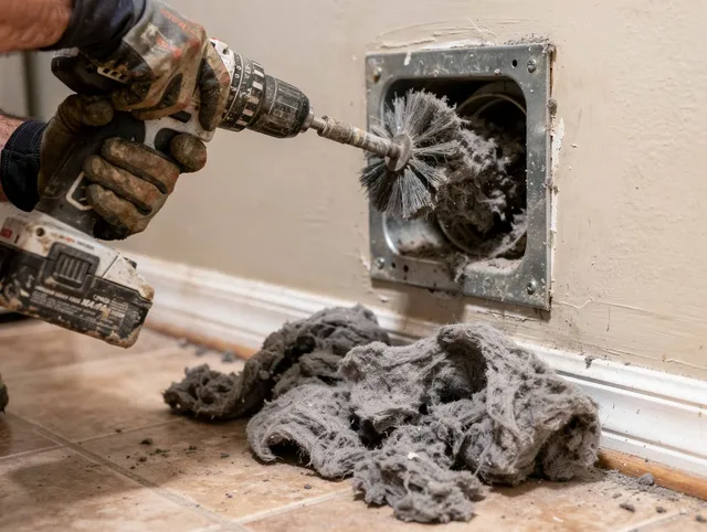 Certified Vincent Dryer Vent Cleaning technician performing dryer vent cleaning in Vincent